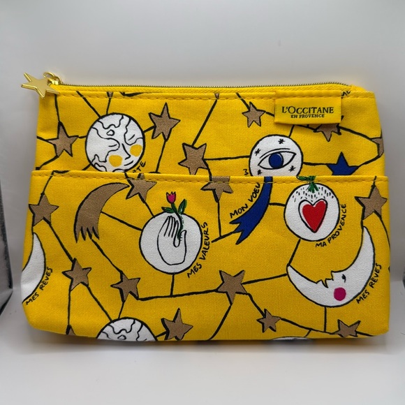 L'OCCITANE Handbags - L’ Occitane yellow cosmic print cosmetic makeup bag SKU0941